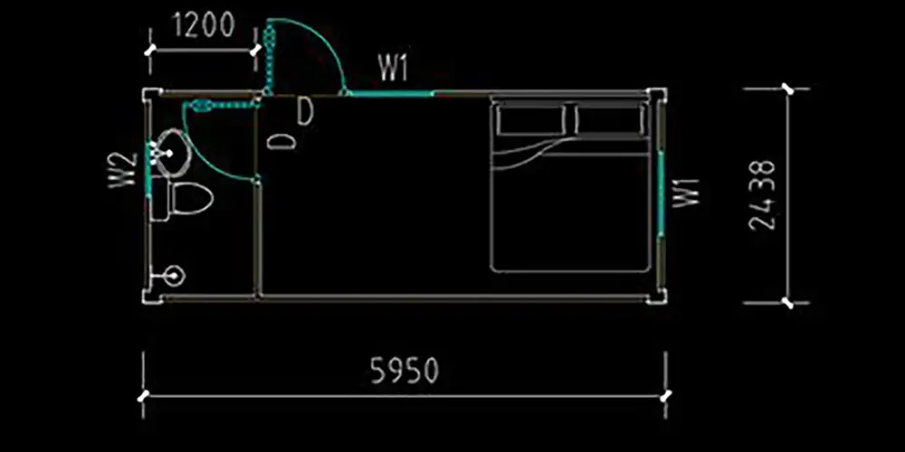Κατοικία σε μορφή container για επιχειρήσεις - Κάτοψη - Modern Building - Προκάτ Σπίτια - Τροχοβίλες