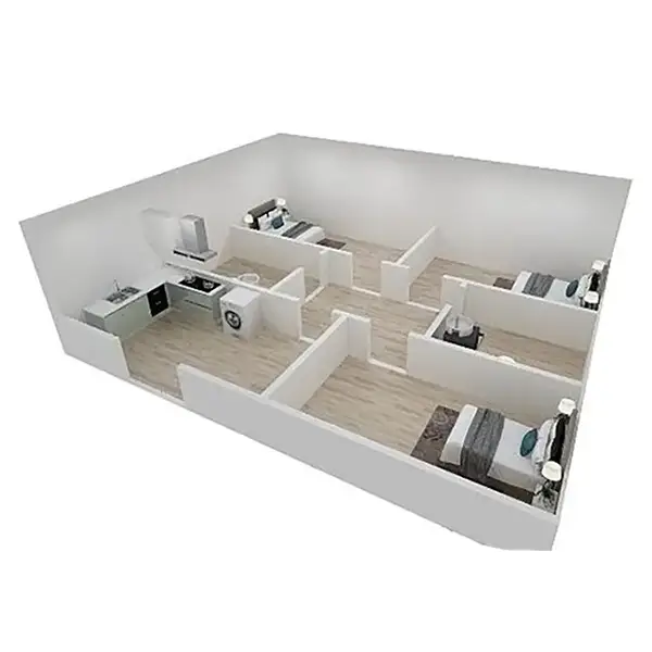 Κατοικία με την τεχνολογία της ανάπτυξης - Family (48τμ) - 3D Model - Modern Building - Προκάτ Σπίτια - Τροχοβίλες