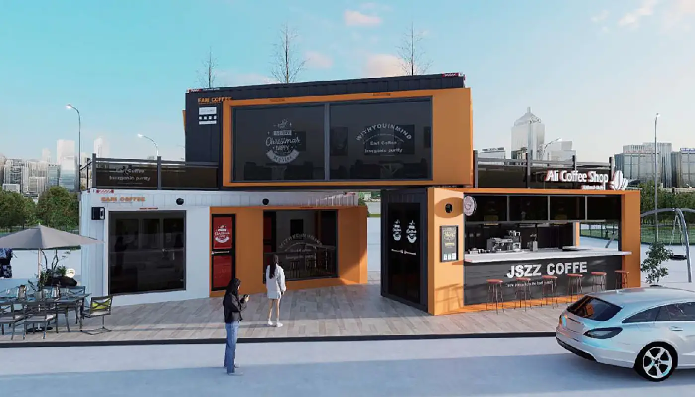 Επαγγελματικός χώρος σε μορφή container για επιχειρήσεις - Modern Building - Προκάτ Σπίτια - Τροχοβίλες