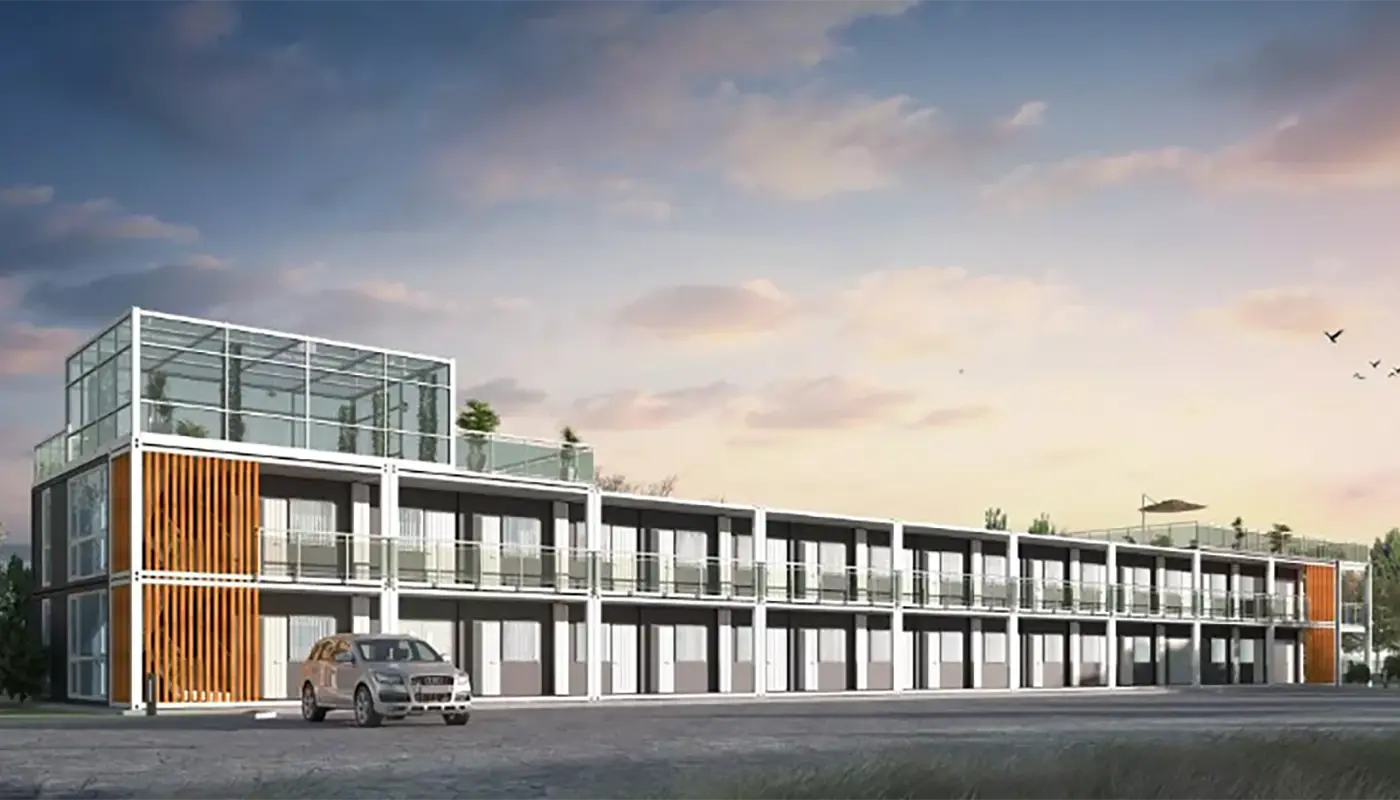 Κατοικία σε μορφή container για επιχειρήσεις - Modern Building - Προκάτ Σπίτια - Τροχοβίλες